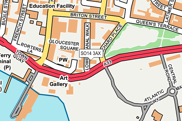 SO14 3AX map - OS OpenMap – Local (Ordnance Survey)