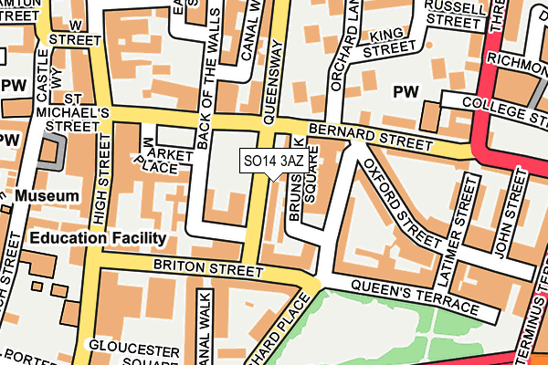 SO14 3AZ map - OS OpenMap – Local (Ordnance Survey)