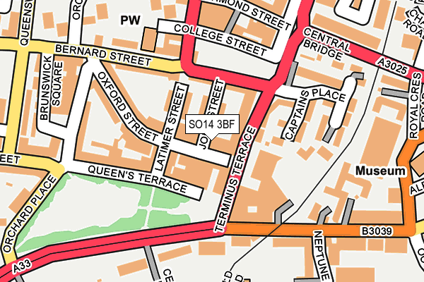 SO14 3BF map - OS OpenMap – Local (Ordnance Survey)