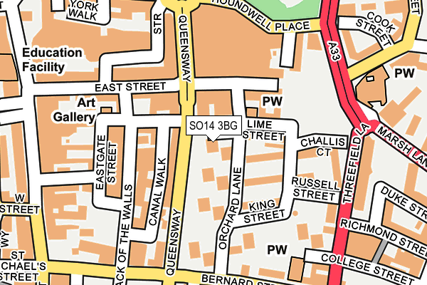 SO14 3BG map - OS OpenMap – Local (Ordnance Survey)