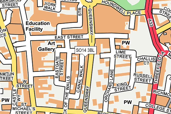 SO14 3BL map - OS OpenMap – Local (Ordnance Survey)