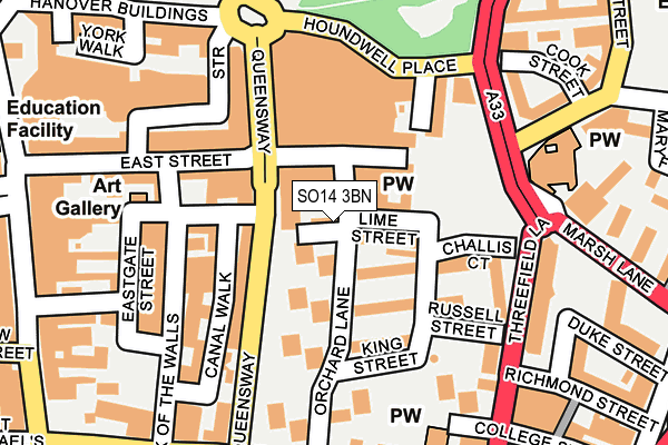 SO14 3BN map - OS OpenMap – Local (Ordnance Survey)