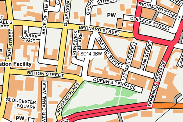SO14 3BW map - OS OpenMap – Local (Ordnance Survey)