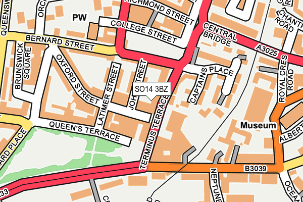SO14 3BZ map - OS OpenMap – Local (Ordnance Survey)