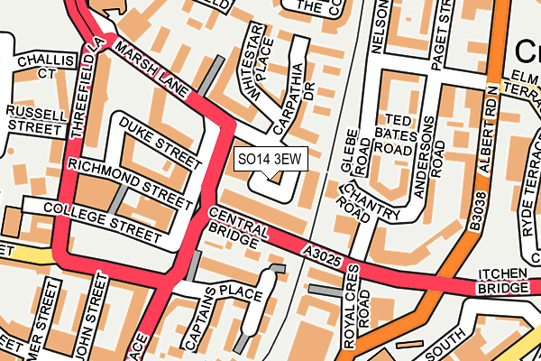 SO14 3EW map - OS OpenMap – Local (Ordnance Survey)