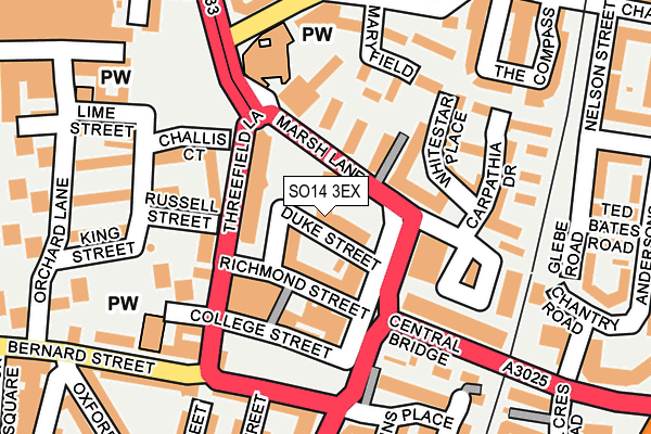 SO14 3EX map - OS OpenMap – Local (Ordnance Survey)