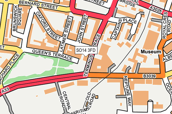 SO14 3FD map - OS OpenMap – Local (Ordnance Survey)