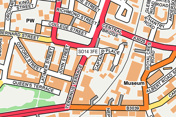 SO14 3FE map - OS OpenMap – Local (Ordnance Survey)