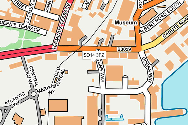 SO14 3FZ map - OS OpenMap – Local (Ordnance Survey)