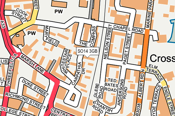 SO14 3GB map - OS OpenMap – Local (Ordnance Survey)