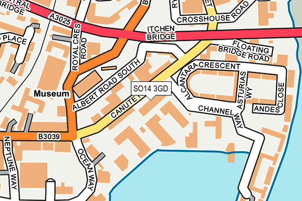 SO14 3GD map - OS OpenMap – Local (Ordnance Survey)