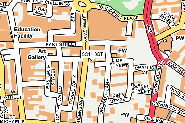 SO14 3GT map - OS OpenMap – Local (Ordnance Survey)
