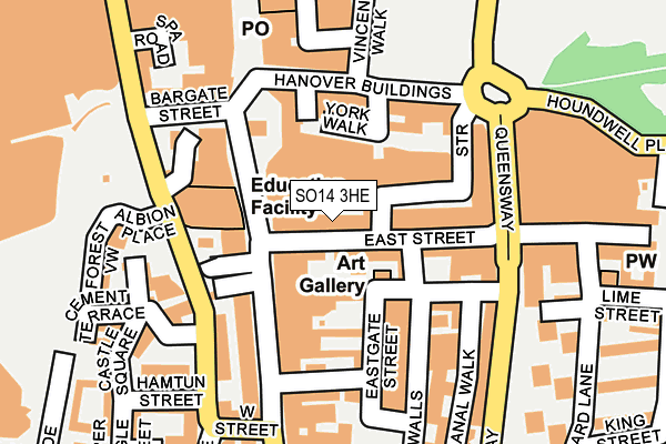 SO14 3HE map - OS OpenMap – Local (Ordnance Survey)