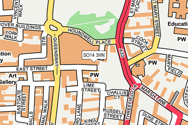 SO14 3HN map - OS OpenMap – Local (Ordnance Survey)
