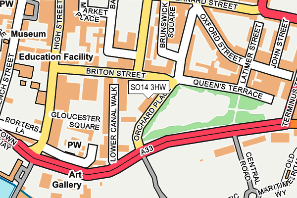 SO14 3HW map - OS OpenMap – Local (Ordnance Survey)