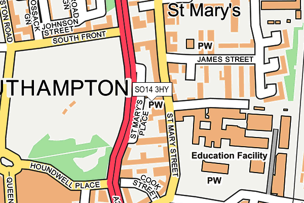 SO14 3HY map - OS OpenMap – Local (Ordnance Survey)