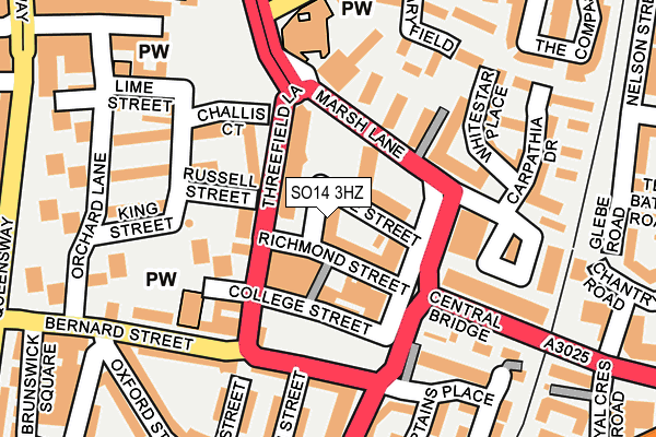 SO14 3HZ map - OS OpenMap – Local (Ordnance Survey)