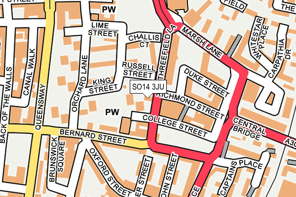 SO14 3JU map - OS OpenMap – Local (Ordnance Survey)