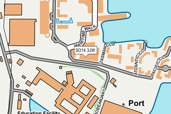 SO14 3JW map - OS OpenMap – Local (Ordnance Survey)