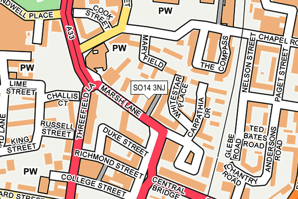 SO14 3NJ map - OS OpenMap – Local (Ordnance Survey)