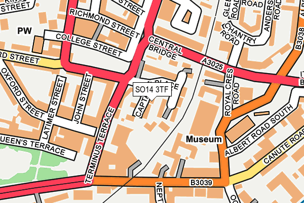 SO14 3TF map - OS OpenMap – Local (Ordnance Survey)