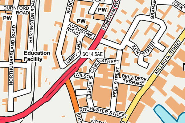 SO14 5AE map - OS OpenMap – Local (Ordnance Survey)