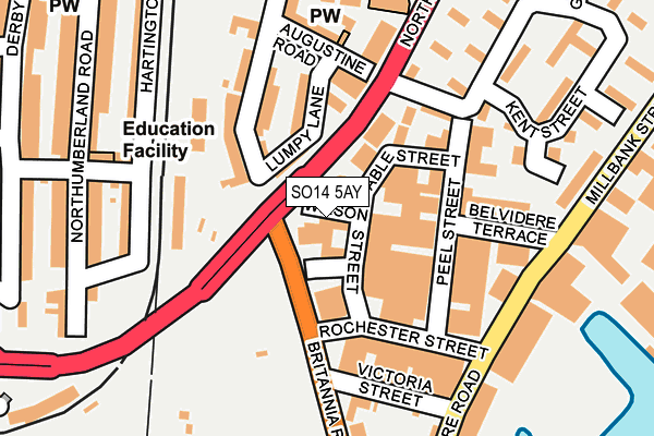 SO14 5AY map - OS OpenMap – Local (Ordnance Survey)