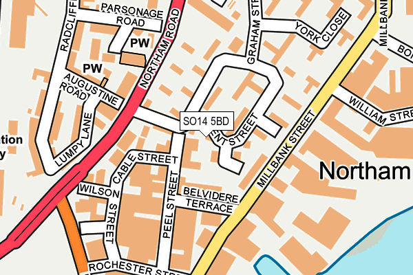 SO14 5BD map - OS OpenMap – Local (Ordnance Survey)