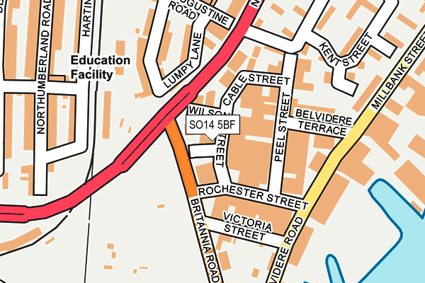 SO14 5BF map - OS OpenMap – Local (Ordnance Survey)