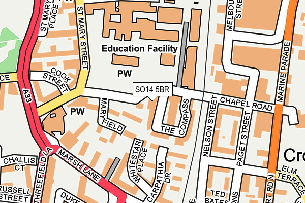 SO14 5BR map - OS OpenMap – Local (Ordnance Survey)