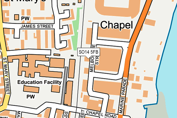 SO14 5FB map - OS OpenMap – Local (Ordnance Survey)