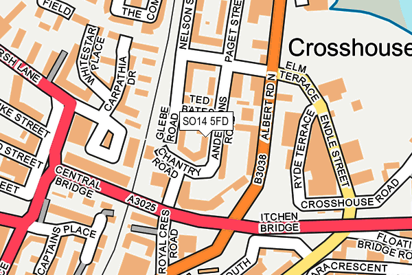 SO14 5FD map - OS OpenMap – Local (Ordnance Survey)