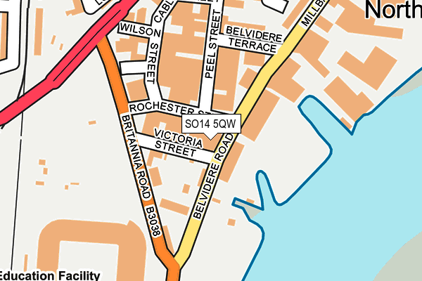 SO14 5QW map - OS OpenMap – Local (Ordnance Survey)