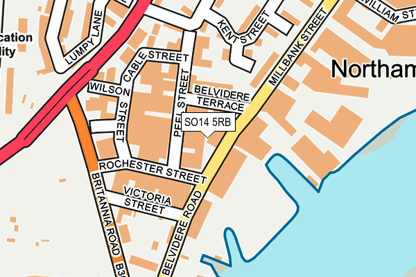 SO14 5RB map - OS OpenMap – Local (Ordnance Survey)