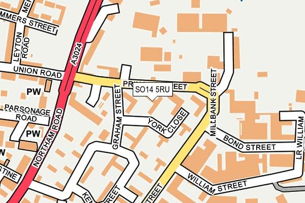 SO14 5RU map - OS OpenMap – Local (Ordnance Survey)