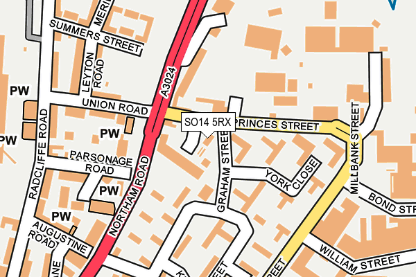 SO14 5RX map - OS OpenMap – Local (Ordnance Survey)