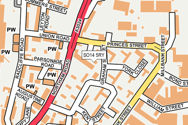 SO14 5RY map - OS OpenMap – Local (Ordnance Survey)