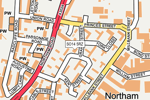 SO14 5RZ map - OS OpenMap – Local (Ordnance Survey)