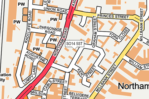 SO14 5ST map - OS OpenMap – Local (Ordnance Survey)