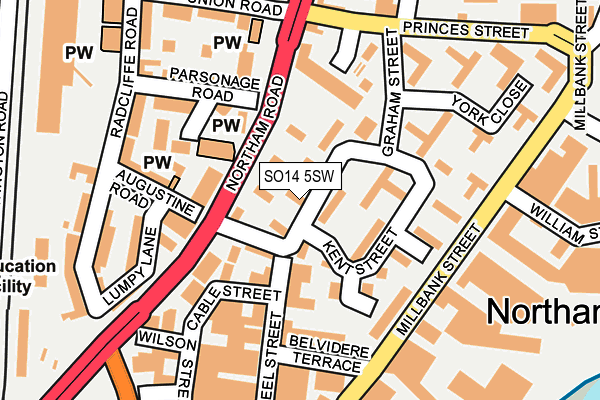 SO14 5SW map - OS OpenMap – Local (Ordnance Survey)