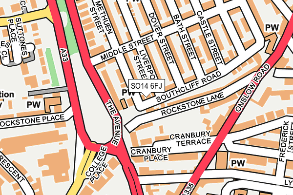 SO14 6FJ map - OS OpenMap – Local (Ordnance Survey)