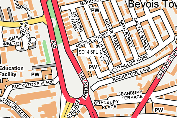 SO14 6FL map - OS OpenMap – Local (Ordnance Survey)