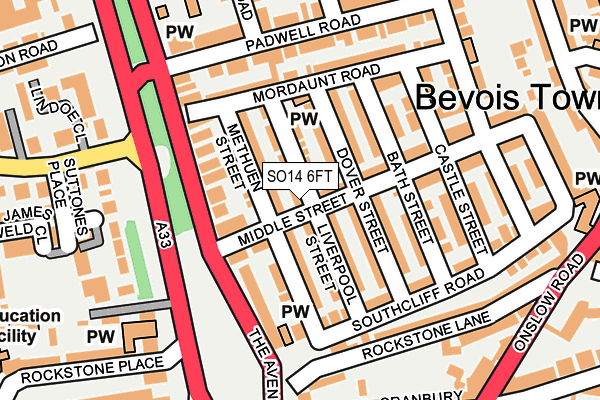 SO14 6FT map - OS OpenMap – Local (Ordnance Survey)