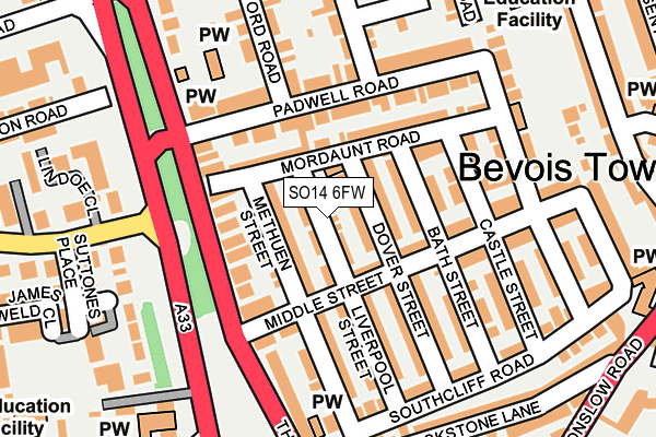 SO14 6FW map - OS OpenMap – Local (Ordnance Survey)