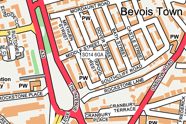 SO14 6GA map - OS OpenMap – Local (Ordnance Survey)