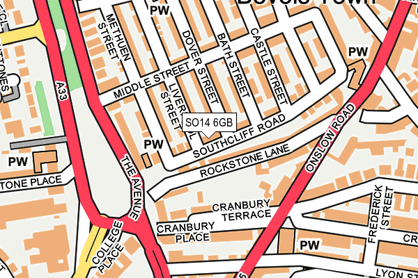 SO14 6GB map - OS OpenMap – Local (Ordnance Survey)