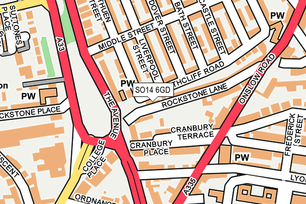 SO14 6GD map - OS OpenMap – Local (Ordnance Survey)