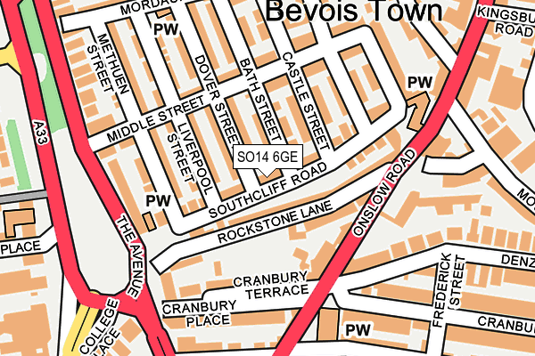 SO14 6GE map - OS OpenMap – Local (Ordnance Survey)