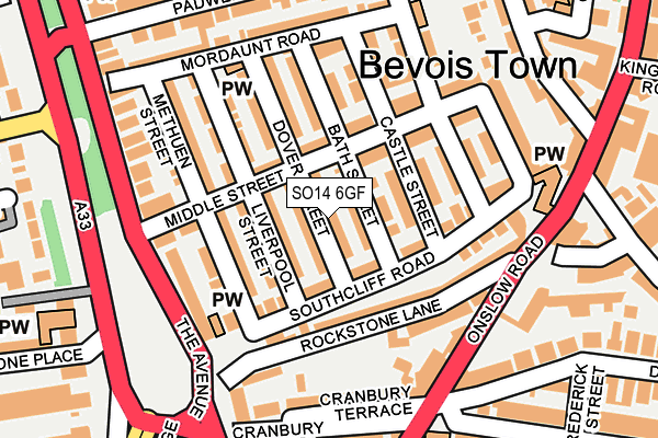 SO14 6GF map - OS OpenMap – Local (Ordnance Survey)