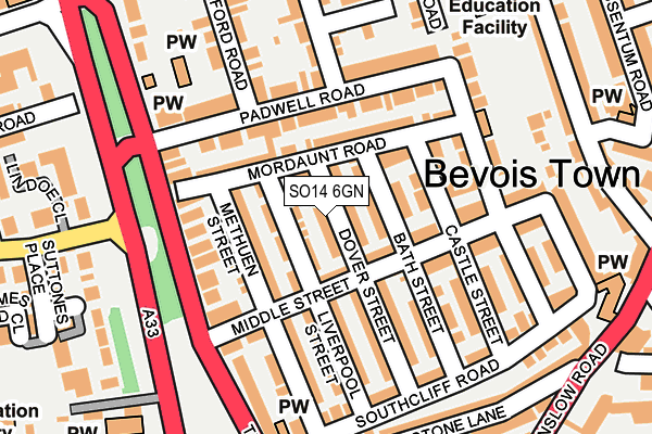 SO14 6GN map - OS OpenMap – Local (Ordnance Survey)